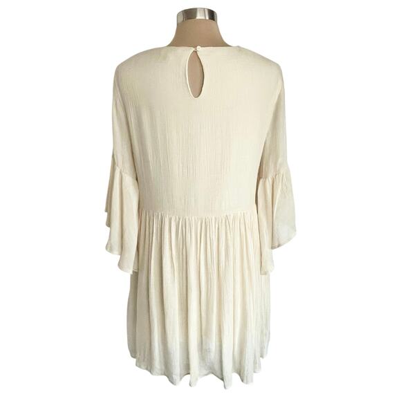 Umgee Cream Boho Bliss Embroidered Dress Sz LARGE Hippie Fairy Peasant Babydoll - Picture 3 of 10